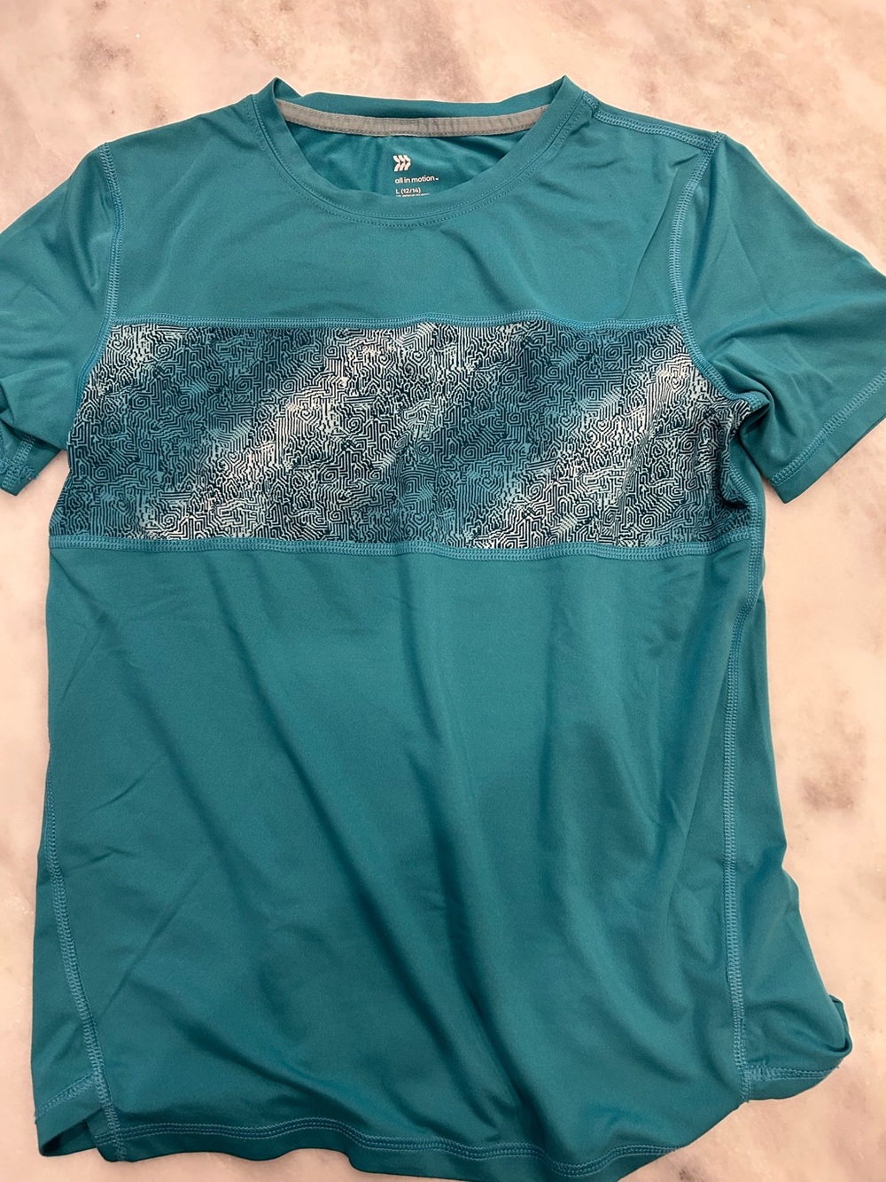 Boys All in motion Teal Crew Neck Active Tee Large